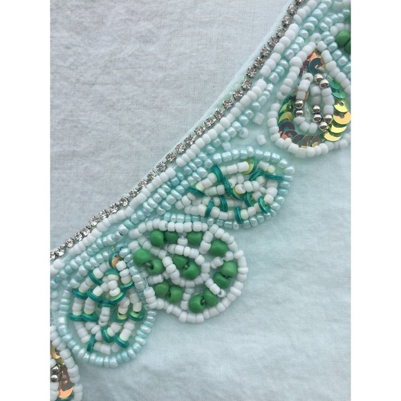 Krazy Kat size XXL tie die top blouse 3/4 sleeve beaded beading teal coastal - Picture 8 of 13